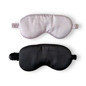 Set Of 2 Sleep Masks Purple & Black Sleeping Silk Night Eye Mask Eyes